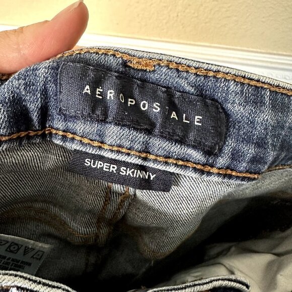 Aeropostale Jeans Men Size 30/30 Super Skinny Stretch Blue Ripped Distressed - Picture 6 of 7